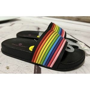 Tommy Bahama Kids Girls Black Rainbow Slides Sandals Sz 13 NEW NWT